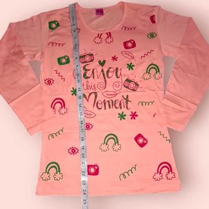 💃Girl's Full Sleeve T-shirt 30 Inch Peach