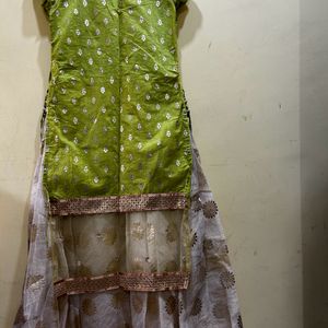 Green Colour Festive Wear Dress Size L