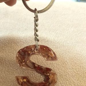 Resin Keychain With Red Rose