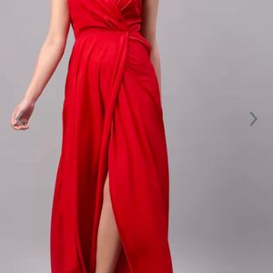 Red Silk (XL) Maxi Dress.