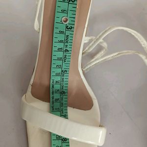 Off White Lace-up Heels