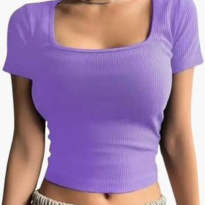 Deep Neck Ribbed Crop Top