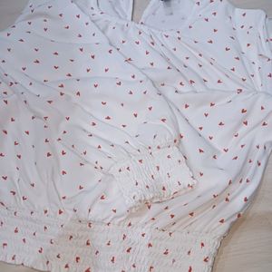 Cute White Top With Red Hearts