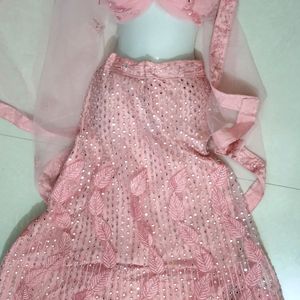 Pink Net Lehenga