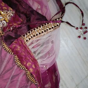 Heavy Work Lehanga Cum Saree With Stitched Blous