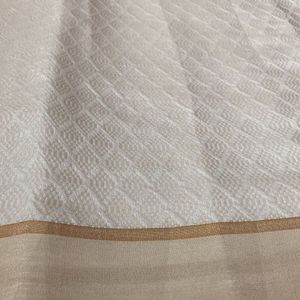 New Off White Golden Zari Saree For Grabs