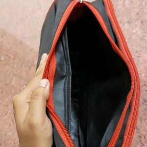 Office Sling BAG Men & Women- Black And Red Polyester