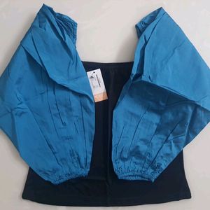 NEW Blue Puff Sleeves Medium(bust34")