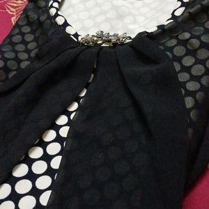 Black Top With White Poka Dots Print