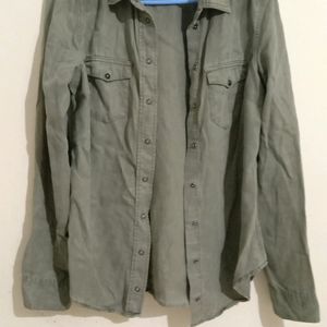 Olive Green Denim Shirt 👕