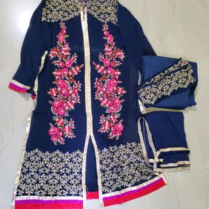 (Combo Of 3 Suits) Embroidered Semi Stitched Suit