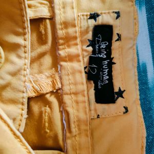 Yellow Cotton Shorts