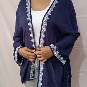 designer royal blue with white embroidery shrug