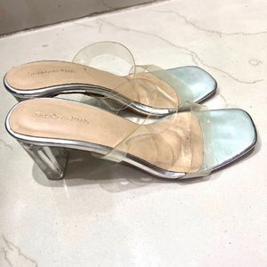 Sneak A Peek Beige Transparent Block Heels