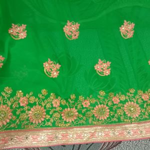 Two Colour Embroidery Saree