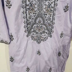 Very Pretty Lavender Cotton Kurta Palazzo Set