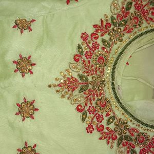 Premium Quality Chanderi Long Embroidery Dress Set