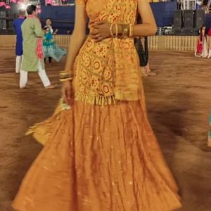 Dark Yellow Lehenga And Blouse Without Dupatta