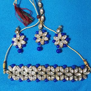 (Pack of 2) Blue & White Chokar Jewellery Set