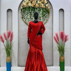 Red lahenga saree