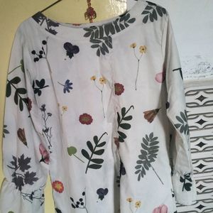 White Top With Flowers Design