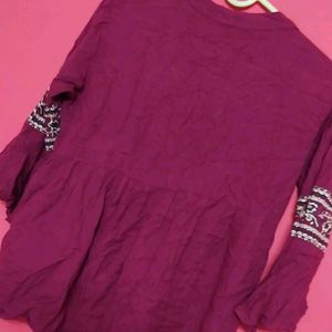 Maroon Peplum Top