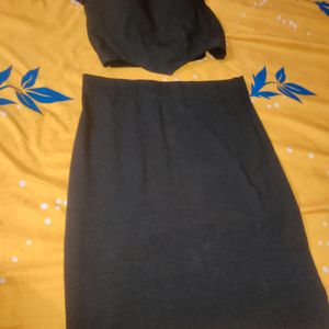 New Padded Crop Top With Black Fitted Skirt