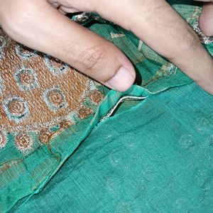 Embroidered Green Kurti With Dupatta Set