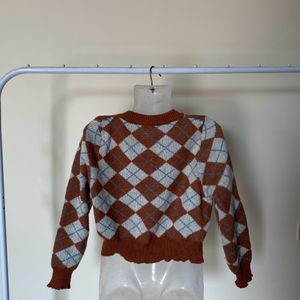 Crop Argyle Sweater