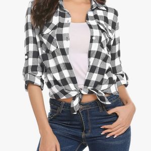 Black White Plaid Shirt Women