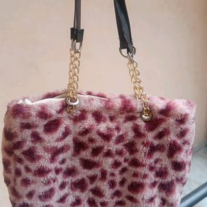 Leopard Print Bag In Pink Colour