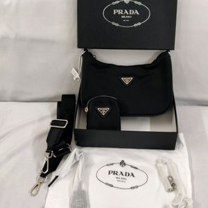 PRADA INSPIRED BLACK POCHETTE WITH  POUCH & 2BE