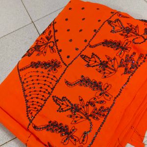 So Nice Orange Colour Chamki Saree