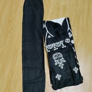 Black Chikankari Kurta Pant Set😍size Fits L To Xl