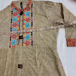 🆕Embroidery Pure Cotton Kurta (XXL)