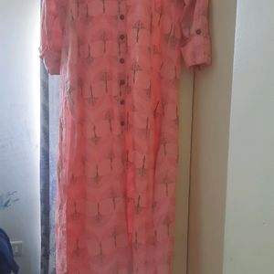 Peach Color Suit Set With Dupatta