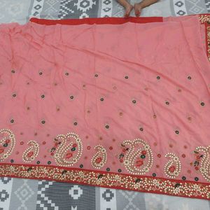 Ethnic Coral Saree