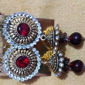new red stone earrings