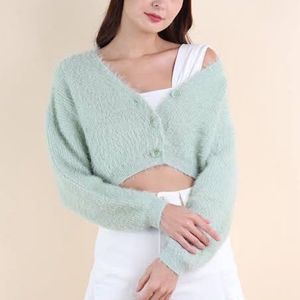 Korean Furry Crop Cardigan