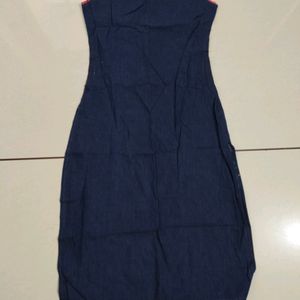 Dark Blue Parrot Design Sleeveless Kurti