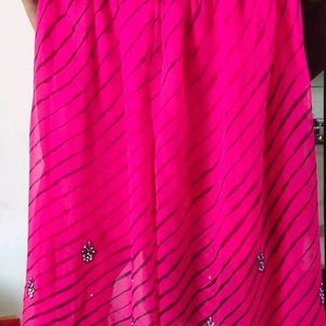 Pink Flore Lehriya Kurta With Palazzo