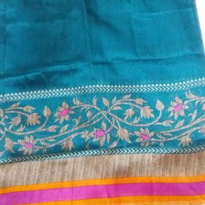 New Cotton Silk Saree With Blousepc