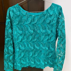 Beautiful Lace Top With Net Sleeves + Lining