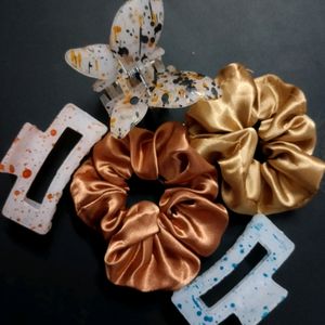 2 Clips 1 Butterfly Clip  "2" Scrunchies