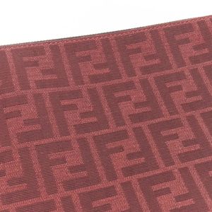 FENDI Zucca monogram red canvas leather zip Clutch