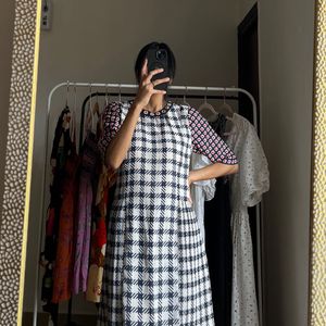 Shift Plaid Beaded Dress