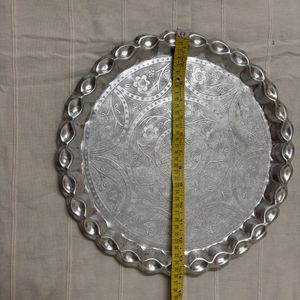 (Silver)Decorative Round Platted Finished Tray