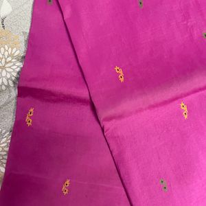 PURE PINK SILK SAREE with thread Border