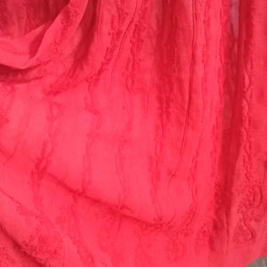 Red Chikankari Georgette Anarkali Kurta With Inner