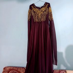 Royal Violet Colour Gown With Neckband